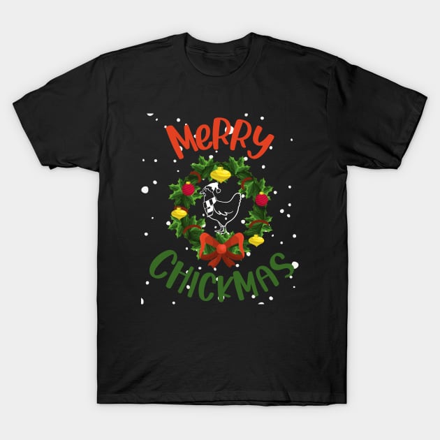 Xmas Chicken Merry Chickmas T-Shirt by SybaDesign